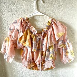 H&M Floral Off the Shoulder Blouse